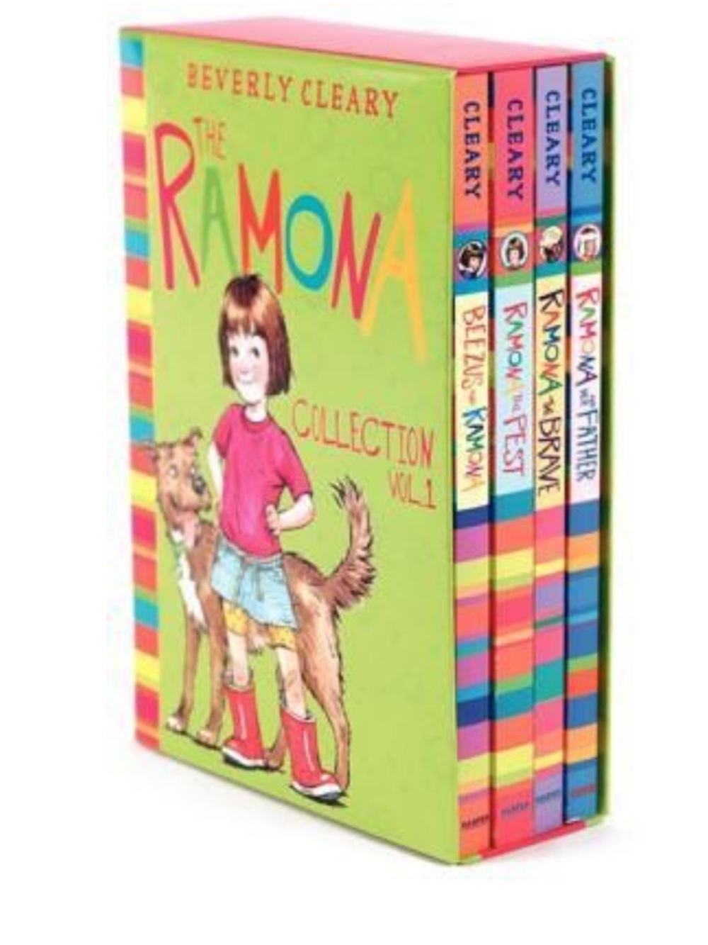 Harper Ramona Box Set — Bright Pink, Yellow, Blue & Orange Striped Spines